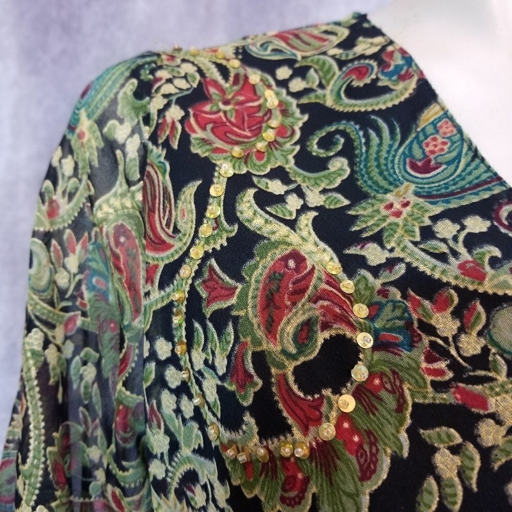 Signature Sequined Paisley Tunic Size Medium - Picture 4 of 5